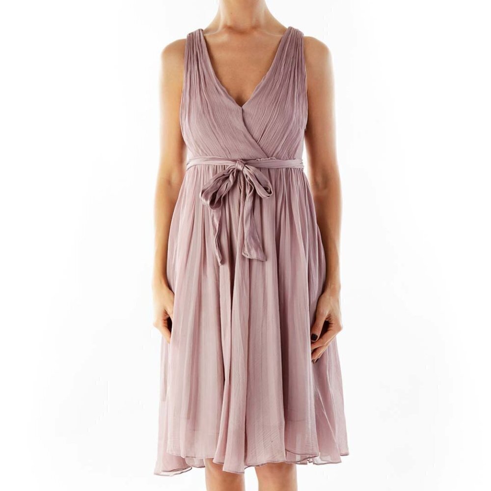Rebecca Taylor Purple Chiffon Belted Dress - Picture 2 of 3